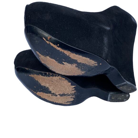 Gianmarco Lorenzi Black Suede Leather Almond Toe Wedge Platform Pumps 37 US7 - Picture 14 of 16